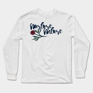 Nurture Nature Red Rose Black Ink Long Sleeve T-Shirt